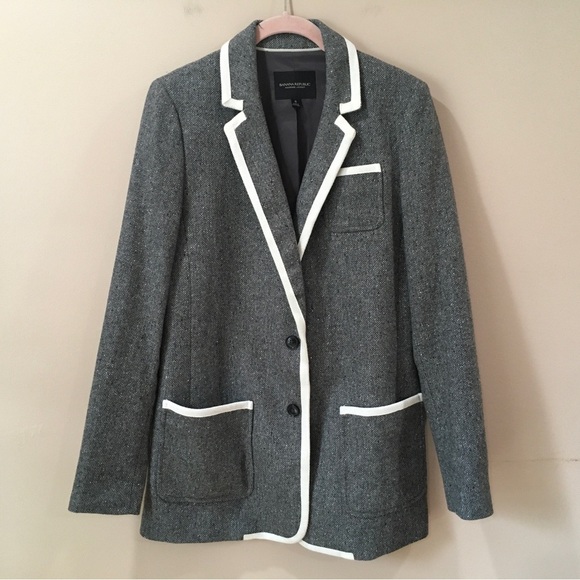 Banana Republic Jackets & Blazers - BANANA REPUBLIC Women’s 6 Tailored Blazer Jacket Grey  Preppy Academia